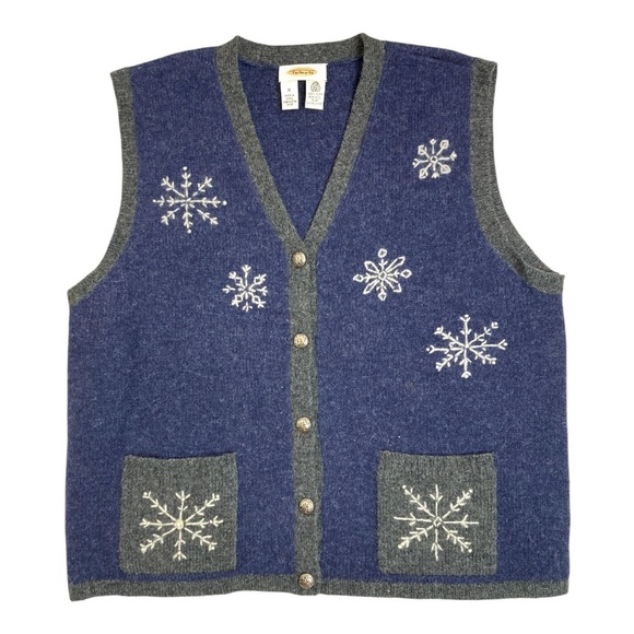 Talbots Wool Snowflake Vest - Picture 1 of 10